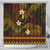 FSM Yap State Shower Curtain Tribal Pattern Gold Version