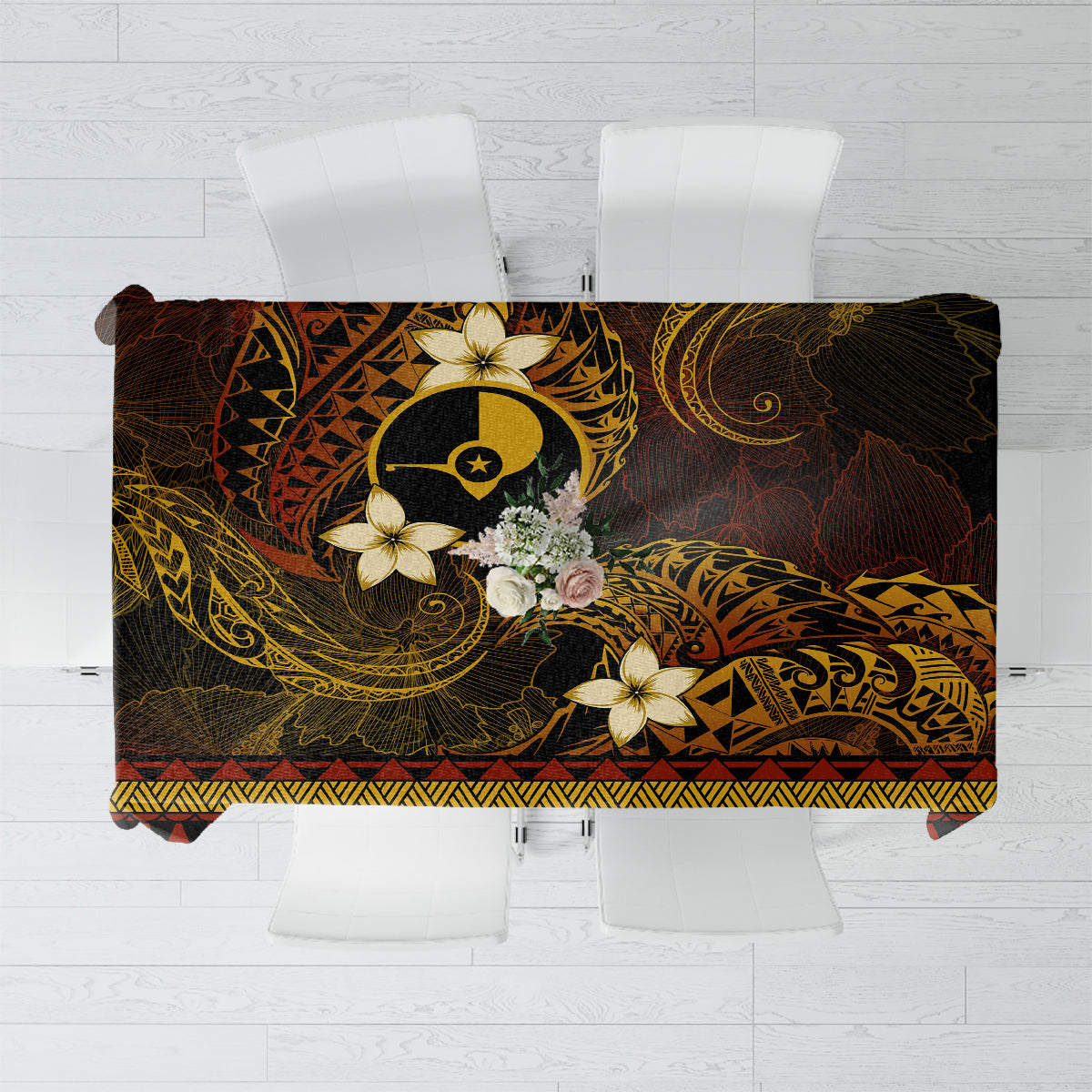 FSM Yap State Tablecloth Tribal Pattern Gold Version