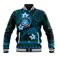 FSM Culture Day Baseball Jacket Tribal Pattern Ocean Version LT01 Unisex Blue - Polynesian Pride