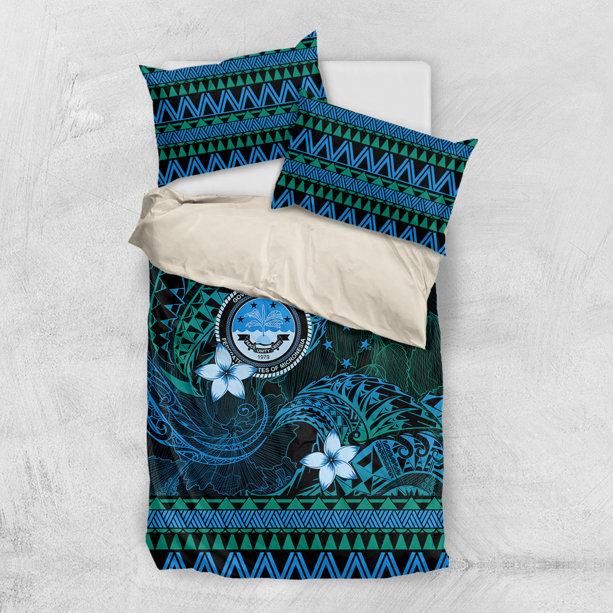 FSM Culture Day Bedding Set Tribal Pattern Ocean Version
