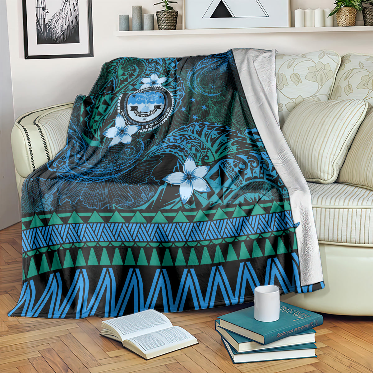 FSM Culture Day Blanket Tribal Pattern Ocean Version