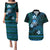 FSM Culture Day Couples Matching Puletasi and Hawaiian Shirt Tribal Pattern Ocean Version LT01 Blue - Polynesian Pride
