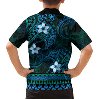 FSM Culture Day Family Matching Off Shoulder Maxi Dress and Hawaiian Shirt Tribal Pattern Ocean Version LT01 - Polynesian Pride
