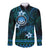 FSM Culture Day Long Sleeve Button Shirt Tribal Pattern Ocean Version LT01 Unisex Blue - Polynesian Pride
