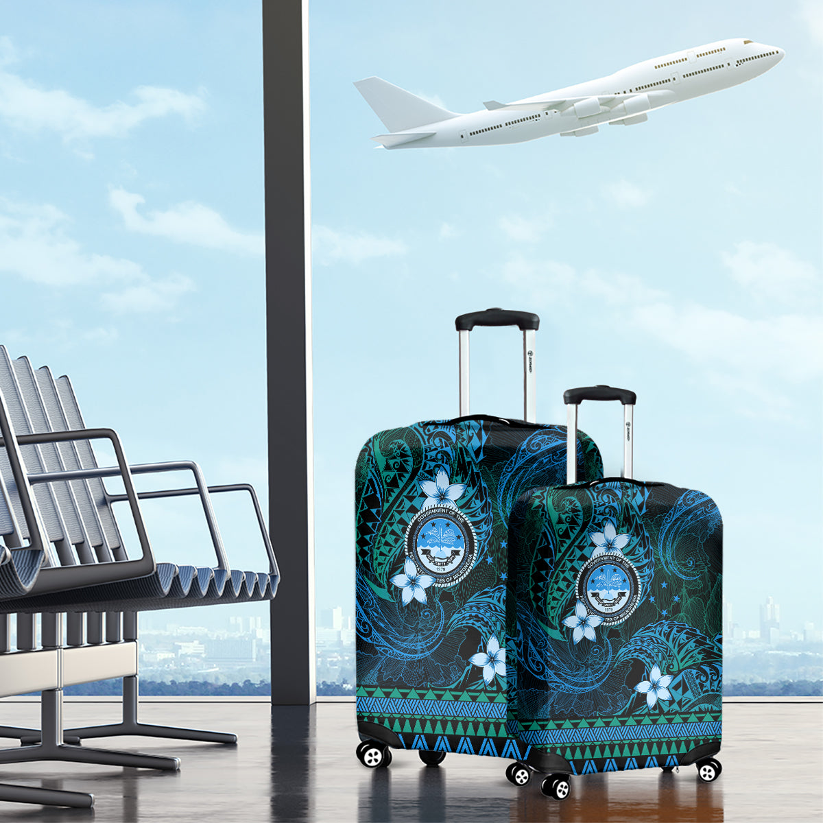 FSM Culture Day Luggage Cover Tribal Pattern Ocean Version LT01 - Polynesian Pride
