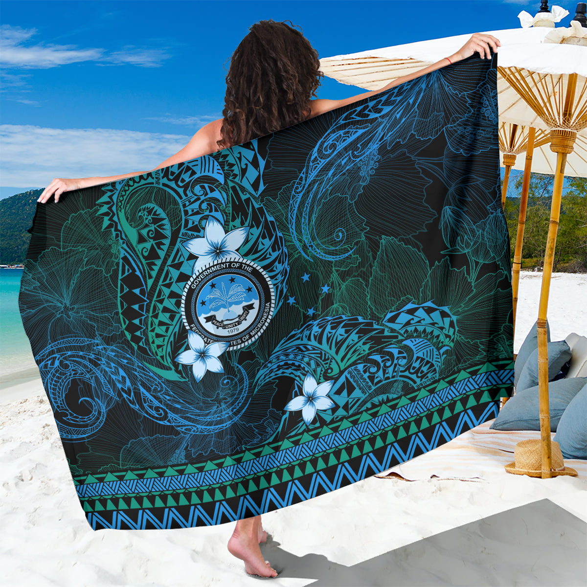 FSM Culture Day Sarong Tribal Pattern Ocean Version