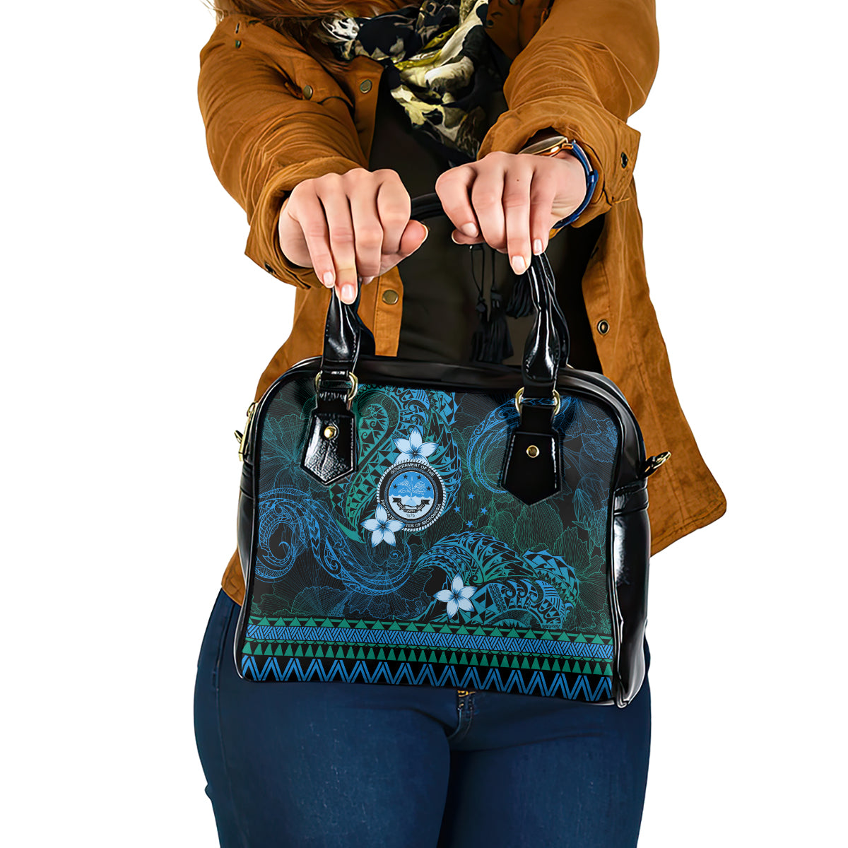 FSM Culture Day Shoulder Handbag Tribal Pattern Ocean Version LT01 One Size Blue - Polynesian Pride