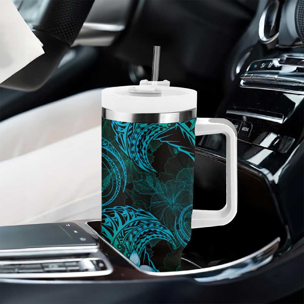 FSM Culture Day Tumbler With Handle Tribal Pattern Ocean Version