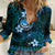 FSM Culture Day Women Casual Shirt Tribal Pattern Ocean Version LT01 Female Blue - Polynesian Pride