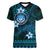 FSM Culture Day Women V Neck T Shirt Tribal Pattern Ocean Version LT01 Female Blue - Polynesian Pride