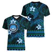 FSM Culture Day Women V Neck T Shirt Tribal Pattern Ocean Version LT01 - Polynesian Pride
