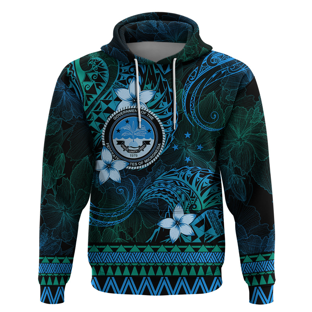 FSM Culture Day Zip Hoodie Tribal Pattern Ocean Version LT01 Pullover Hoodie Blue - Polynesian Pride