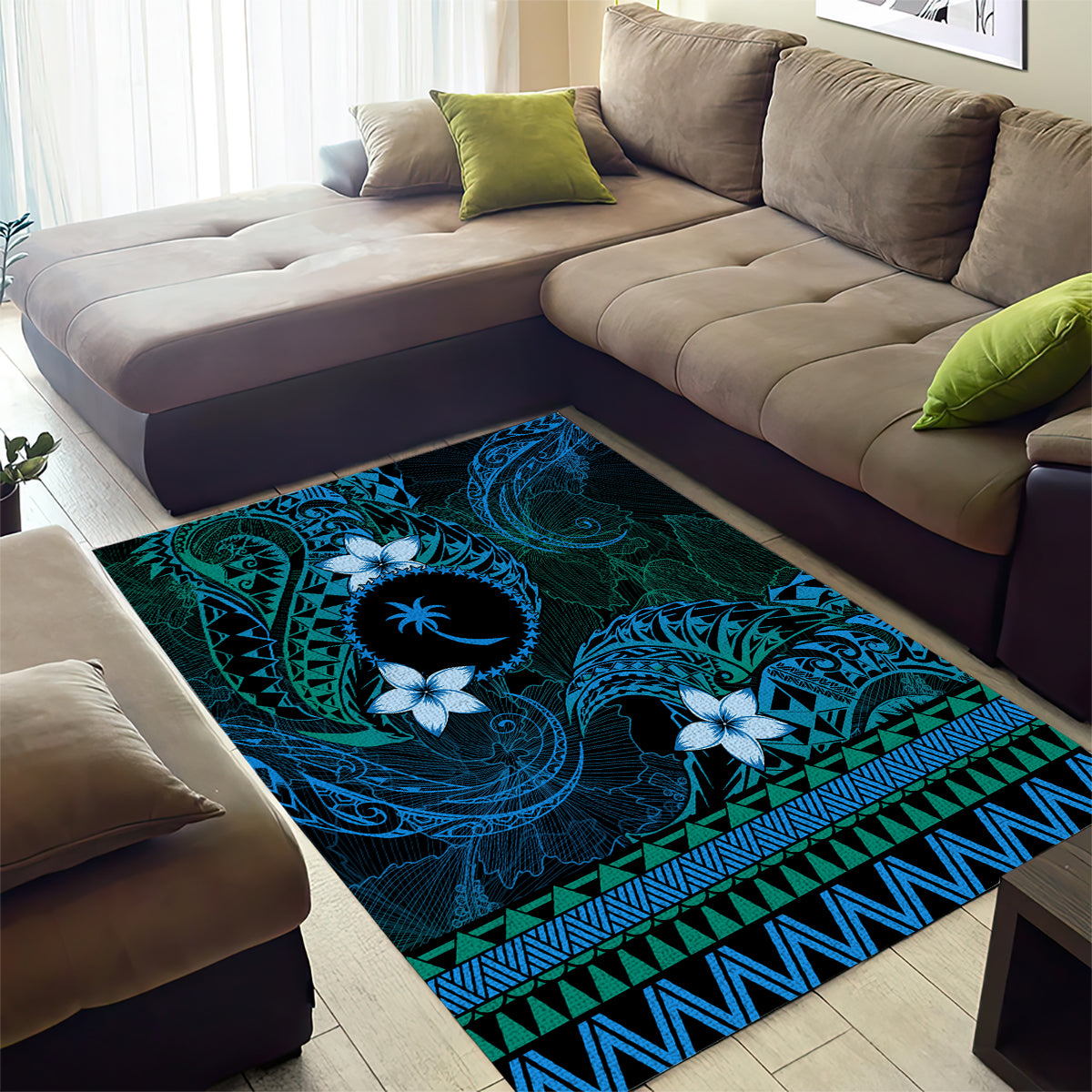 FSM Chuuk State Area Rug Tribal Pattern Ocean Version LT01 - Polynesian Pride