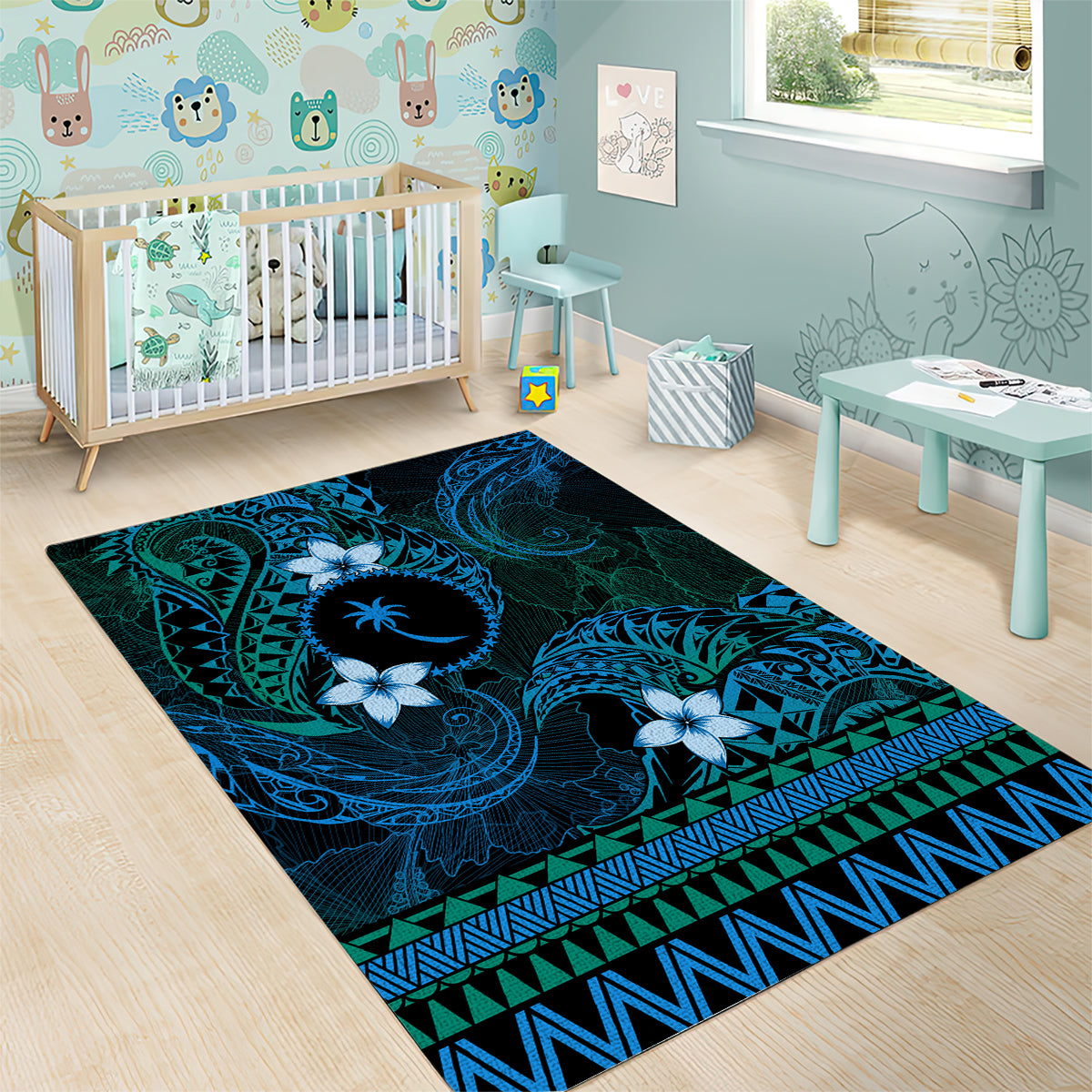 FSM Chuuk State Area Rug Tribal Pattern Ocean Version LT01 - Polynesian Pride