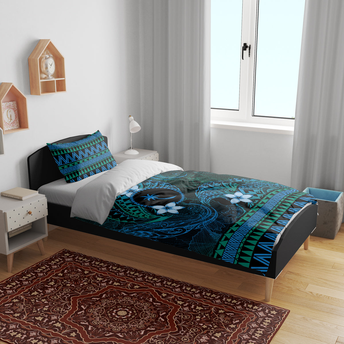 FSM Chuuk State Bedding Set Tribal Pattern Ocean Version LT01 - Polynesian Pride