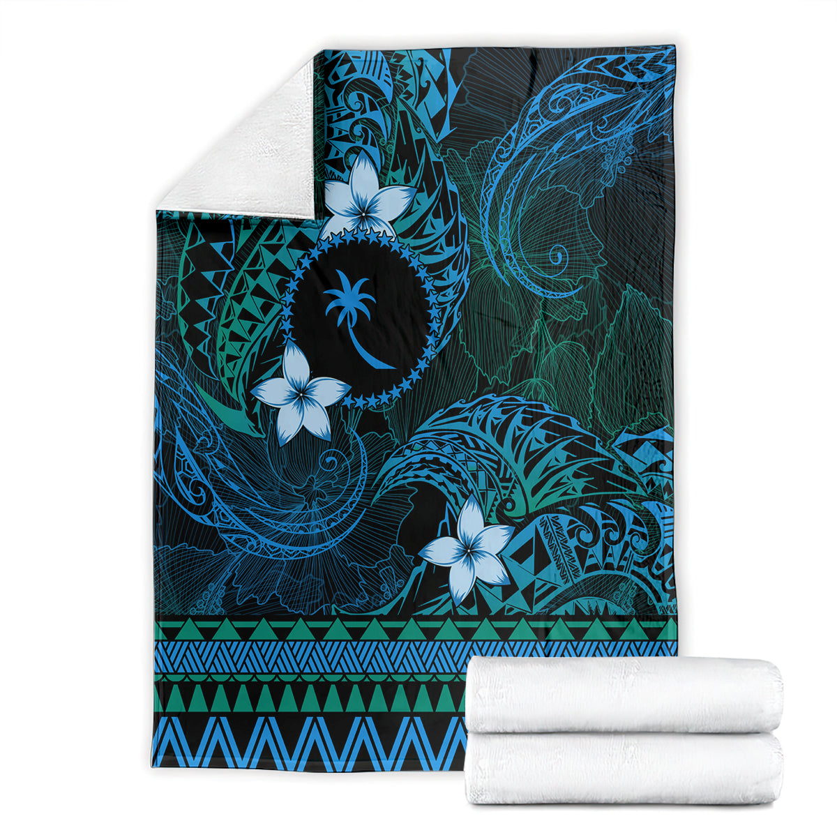 FSM Chuuk State Blanket Tribal Pattern Ocean Version LT01 - Polynesian Pride