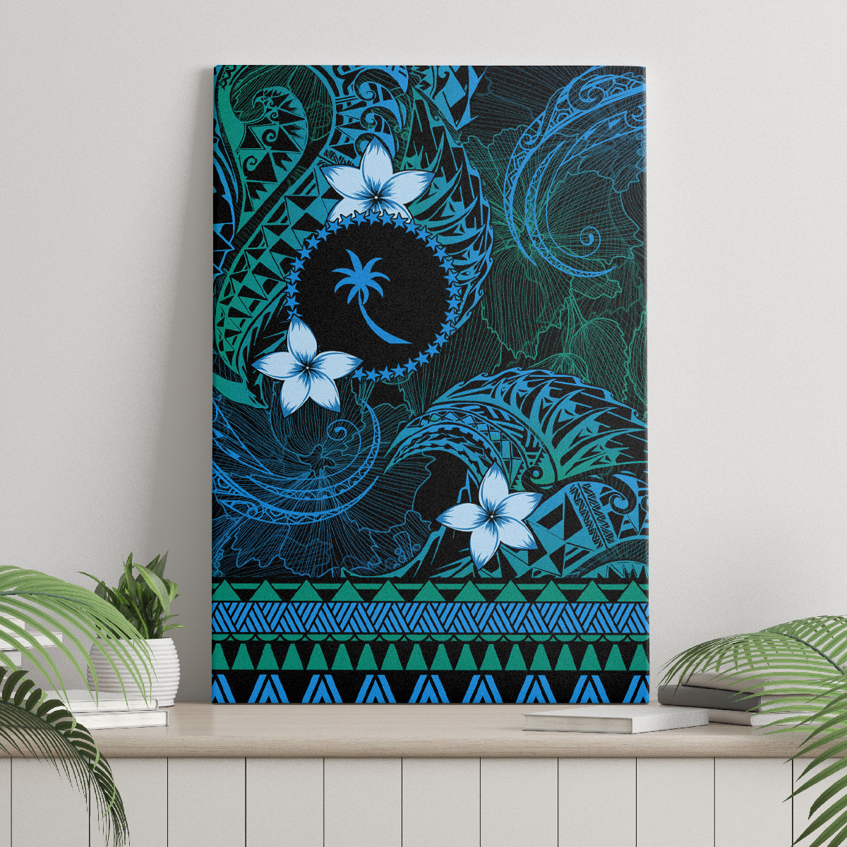 FSM Chuuk State Canvas Wall Art Tribal Pattern Ocean Version LT01 - Polynesian Pride