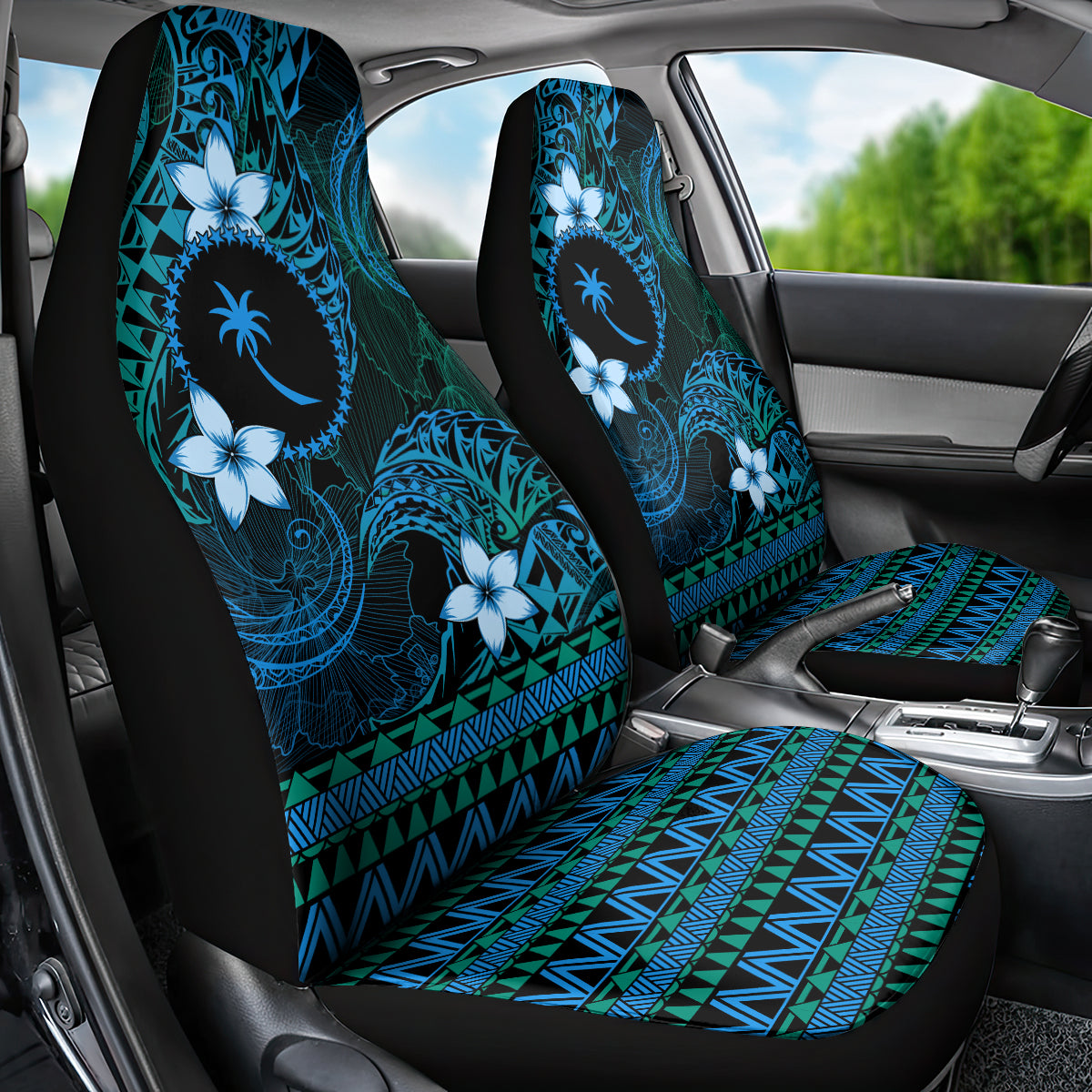 FSM Chuuk State Car Seat Cover Tribal Pattern Ocean Version LT01 - Polynesian Pride