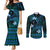 FSM Chuuk State Couples Matching Mermaid Dress and Long Sleeve Button Shirt Tribal Pattern Ocean Version LT01 Blue - Polynesian Pride