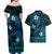 FSM Chuuk State Couples Matching Off Shoulder Maxi Dress and Hawaiian Shirt Tribal Pattern Ocean Version LT01 - Polynesian Pride