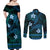 FSM Chuuk State Couples Matching Off Shoulder Maxi Dress and Long Sleeve Button Shirt Tribal Pattern Ocean Version LT01 - Polynesian Pride