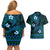 FSM Chuuk State Couples Matching Off Shoulder Short Dress and Hawaiian Shirt Tribal Pattern Ocean Version LT01 - Polynesian Pride