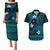 FSM Chuuk State Couples Matching Puletasi and Hawaiian Shirt Tribal Pattern Ocean Version LT01 Blue - Polynesian Pride