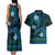 FSM Chuuk State Couples Matching Tank Maxi Dress and Hawaiian Shirt Tribal Pattern Ocean Version LT01 - Polynesian Pride