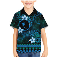 FSM Chuuk State Family Matching Mermaid Dress and Hawaiian Shirt Tribal Pattern Ocean Version LT01 Son's Shirt Blue - Polynesian Pride