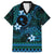 FSM Chuuk State Family Matching Off Shoulder Long Sleeve Dress and Hawaiian Shirt Tribal Pattern Ocean Version LT01 Dad's Shirt - Short Sleeve Blue - Polynesian Pride
