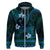 FSM Chuuk State Hoodie Tribal Pattern Ocean Version LT01 Zip Hoodie Blue - Polynesian Pride