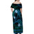 FSM Chuuk State Off Shoulder Maxi Dress Tribal Pattern Ocean Version LT01 - Polynesian Pride