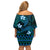FSM Chuuk State Off Shoulder Short Dress Tribal Pattern Ocean Version LT01 - Polynesian Pride