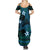 FSM Chuuk State Summer Maxi Dress Tribal Pattern Ocean Version LT01 - Polynesian Pride