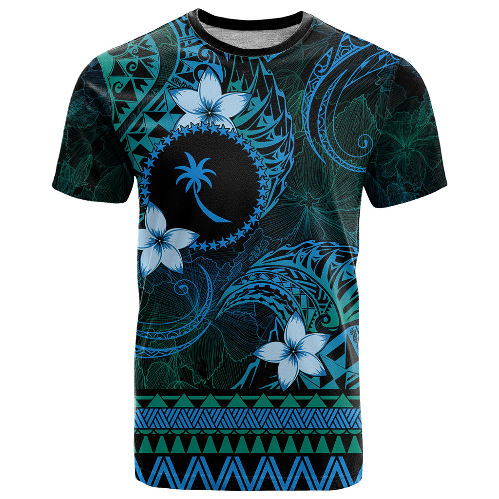 FSM Chuuk State T Shirt Tribal Pattern Ocean Version LT01 Blue - Polynesian Pride