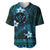 FSM Kosrae State Baseball Jersey Tribal Pattern Ocean Version LT01 Blue - Polynesian Pride