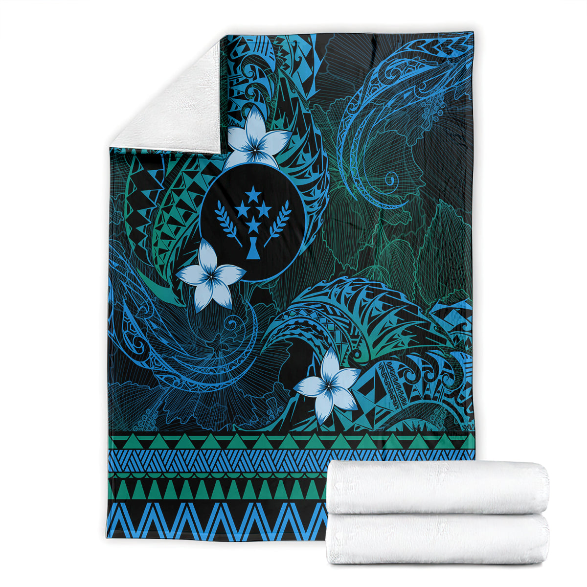 FSM Kosrae State Blanket Tribal Pattern Ocean Version