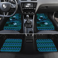 FSM Kosrae State Car Mats Tribal Pattern Ocean Version LT01 Set 4pcs Blue - Polynesian Pride