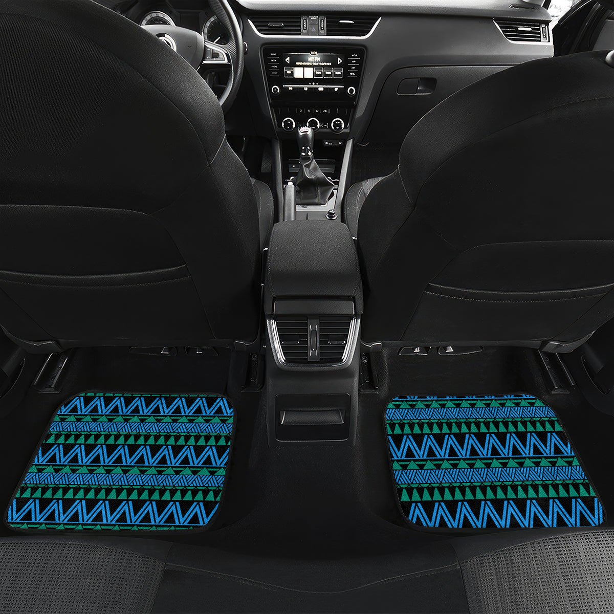 FSM Kosrae State Car Mats Tribal Pattern Ocean Version LT01 Set 2pcs - Back Blue - Polynesian Pride