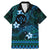 FSM Kosrae State Family Matching Mermaid Dress and Hawaiian Shirt Tribal Pattern Ocean Version LT01 Dad's Shirt - Short Sleeve Blue - Polynesian Pride