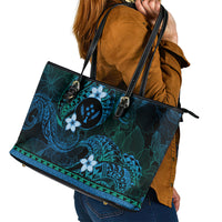 FSM Kosrae State Leather Tote Bag Tribal Pattern Ocean Version