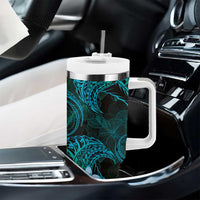 FSM Kosrae State Tumbler With Handle Tribal Pattern Ocean Version