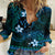 FSM Kosrae State Women Casual Shirt Tribal Pattern Ocean Version LT01 Female Blue - Polynesian Pride