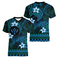 FSM Kosrae State Women V Neck T Shirt Tribal Pattern Ocean Version LT01 - Polynesian Pride