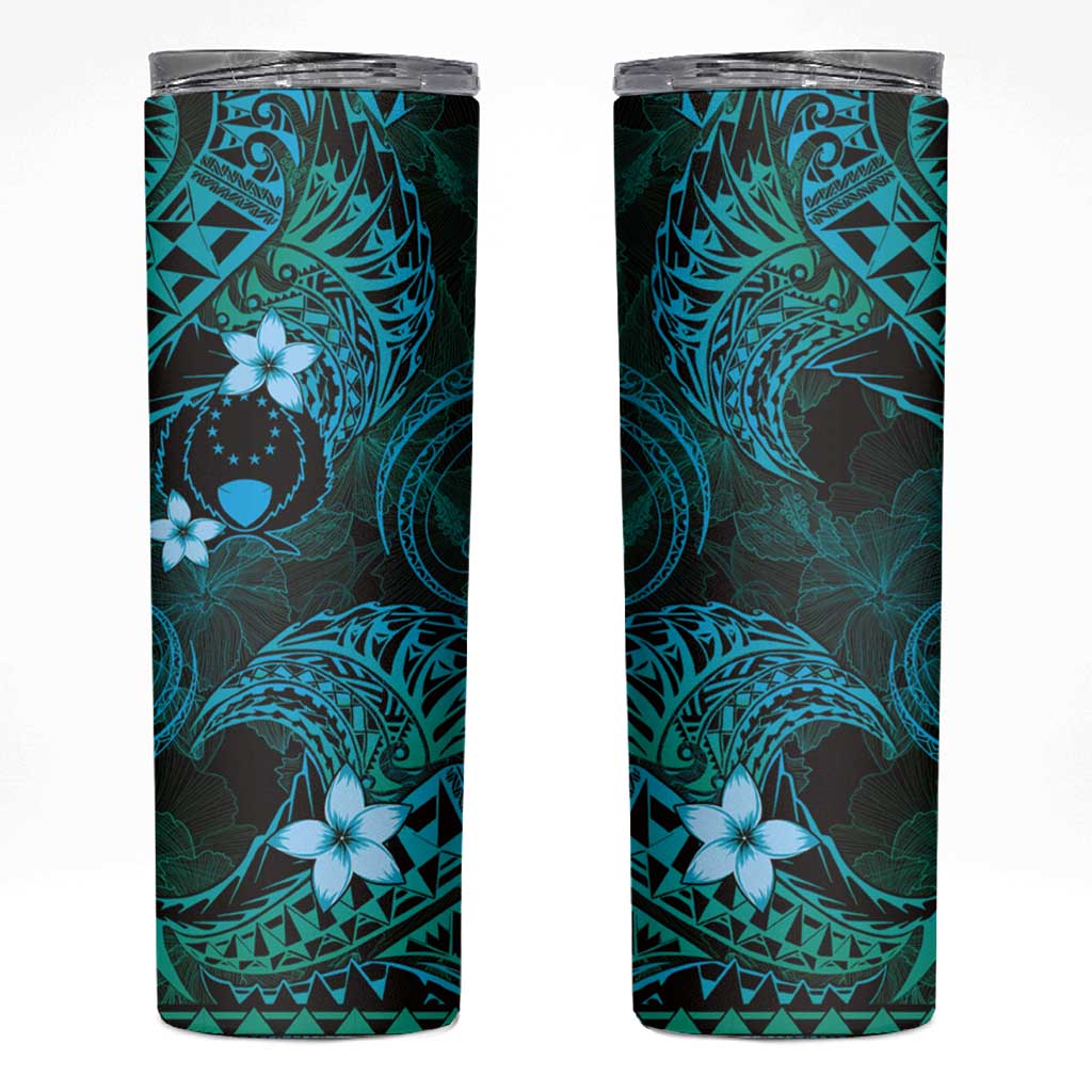 FSM Pohnpei State Skinny Tumbler Tribal Pattern Ocean Version LT01 Blue - Polynesian Pride