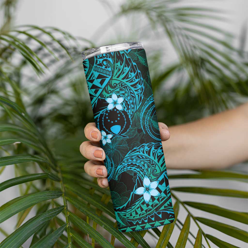 FSM Pohnpei State Skinny Tumbler Tribal Pattern Ocean Version LT01 - Polynesian Pride