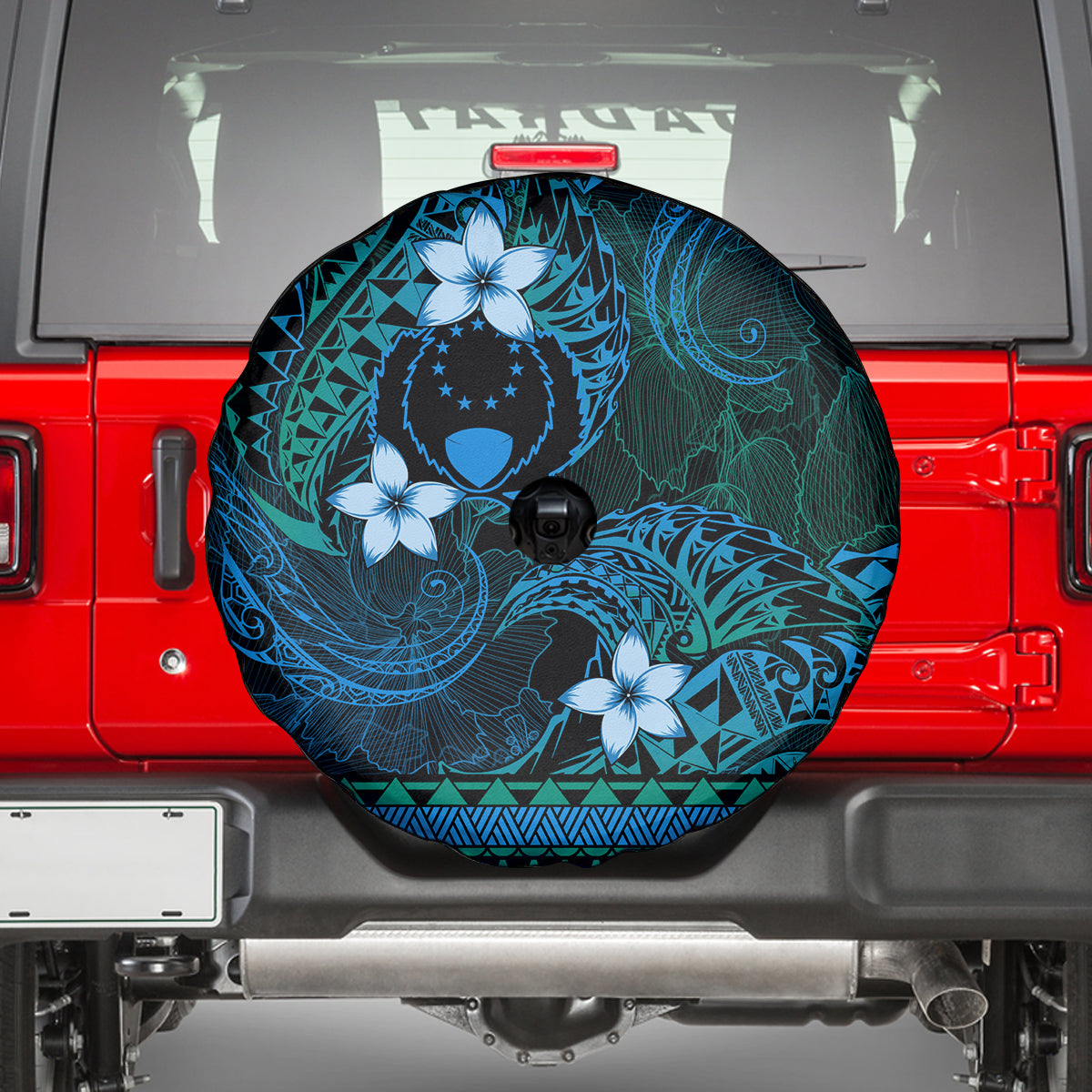 FSM Pohnpei State Spare Tire Cover Tribal Pattern Ocean Version LT01 - Polynesian Pride