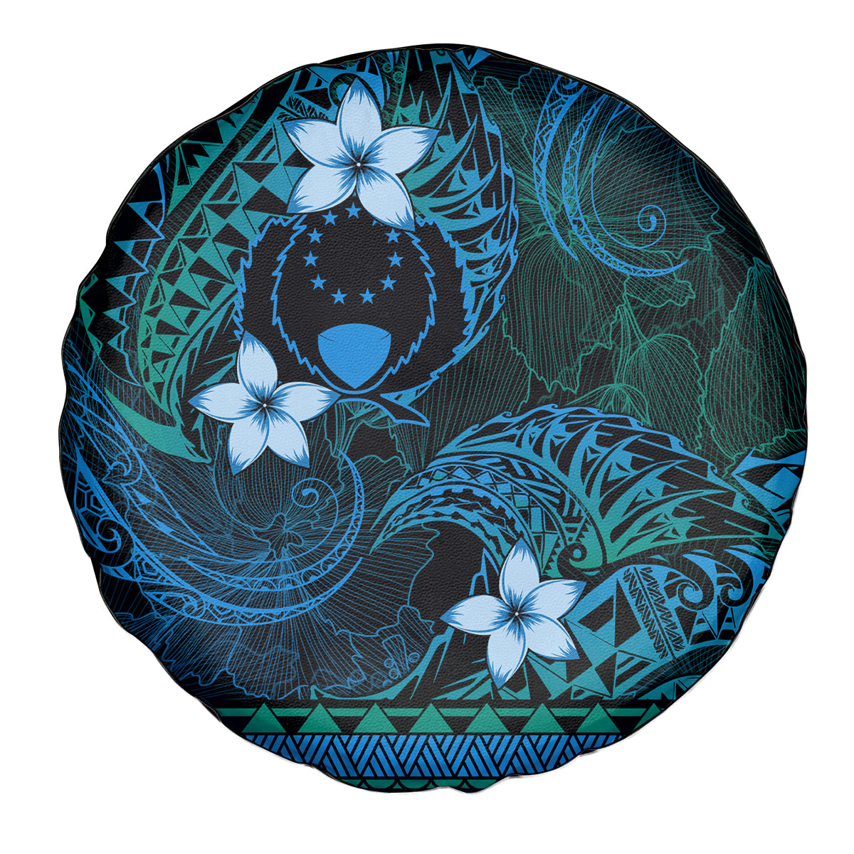 FSM Pohnpei State Spare Tire Cover Tribal Pattern Ocean Version LT01 - Polynesian Pride