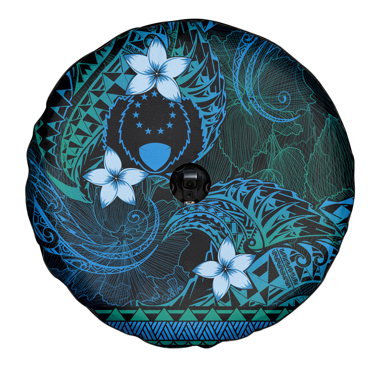 FSM Pohnpei State Spare Tire Cover Tribal Pattern Ocean Version LT01 - Polynesian Pride