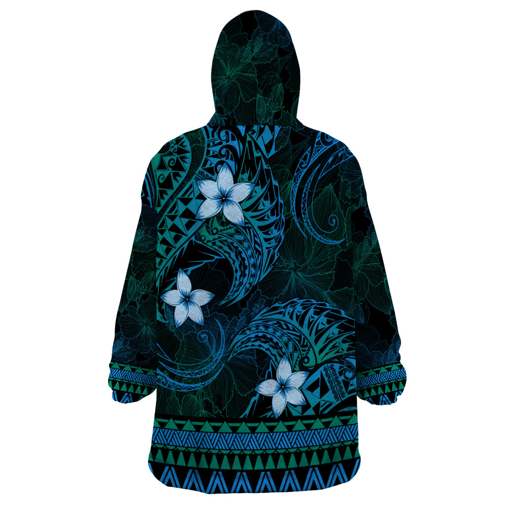FSM Pohnpei State Wearable Blanket Hoodie Tribal Pattern Ocean Version LT01 - Polynesian Pride